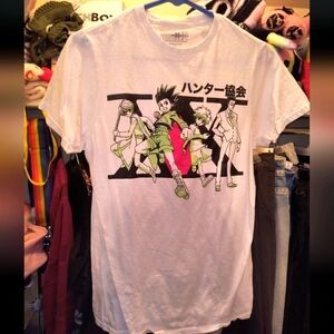 Hunter White Anime Graphic Tee Manga Black Character Women's Small